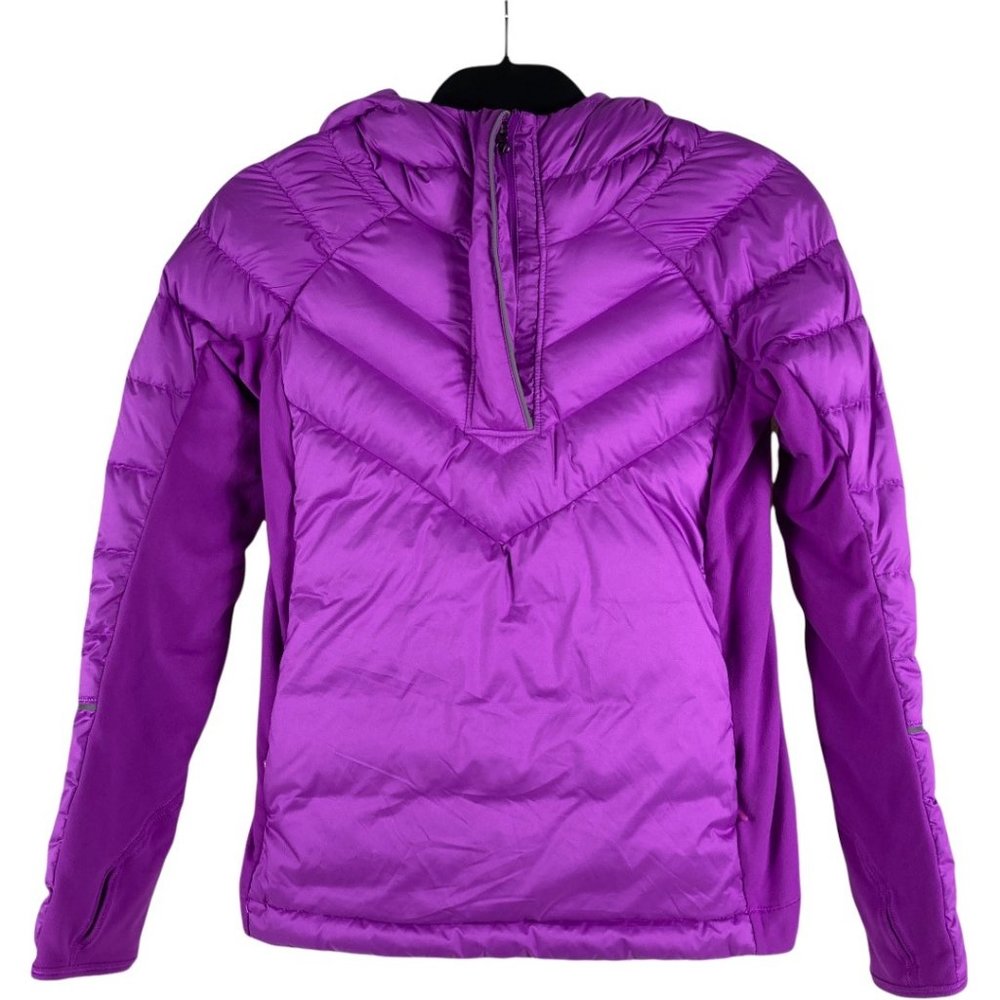 Lululemon Ivivva Girls Goose Down Pullover Puffer Jacket Hooded Purple Size 12 - Picture 1 of 12